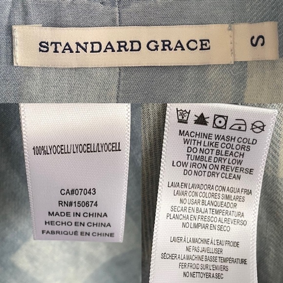 STANDARD GRACE Sleeveless Tencel Chambray Shirt Blouse Tank Top Blue S - Picture 3 of 3